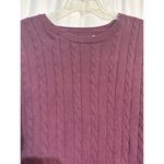 Mens Cable Knit Crewneck Sweater Long Sleeve Burgundy Pullover Top L Purple Size L Photo 1