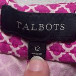 Talbots Pink Print Heritage Ankle Pants Side Zip 12 Resortwear Cotton Spandex Photo 3