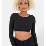 Boutique SIXTH JUNE Long Sleeve Open Back Ribbed Crop Top Women’s Size S Black NWT Photo 3