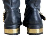 Vince Camuto  Winchell Black Gold Buckle Belted Hardware Biker Moto Boot Size 8 Photo 3