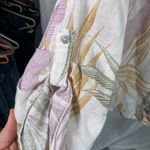 Tahari  100% Linen Button Front Blouse 2X Tropical Leaf Print‎ Long Sleeve Top Photo 7