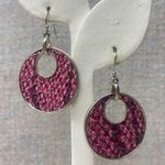 Purple Snakeskin Dangle Earrings Boho Round Silver Tone Drop Trendy Jewelry Photo 1