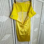 Cache Caché Yellow Satin Strapless Ruched Bodycon Cocktail Dress Photo 12