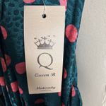 Queen B Maternity London Polka‎ Dot Satin Maxi Dress Teal Red Ruffle Hem Size 16 Green Photo 10
