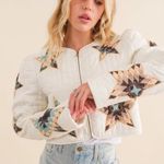 blueb. collection MED quilted multi star embroidered padded zip up jacket spot Gold Photo 13