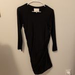 3.1 Phillip Lim  Black Silk Blend Side Ruched Long Sleeve Dress Photo 1