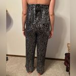 Bebe  Black Sequin Strapless Jumpsuit | NYE Party Glam | Size Medium Photo 1