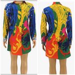 Womens S shirt Floral Print Button Collar Long Shirt Photo 1