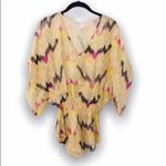 Parker  100% Silk Abstract Kimono Sleeve Blouse Elastic Waist Size XS Photo 1