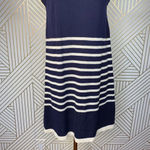 Aquascutum London Sweater Dress Sleeveless Striped Wool Navy Blue Size Small Photo 3
