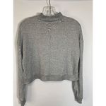 SO  Women’s Turtleneck Sweater Tight Knit Crop Long Sleeve Gray Small Photo 5