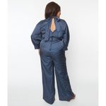 Timeless London Plus Size Navy & White Polka Dot Jumpsuit Pockets Wide Leg US 16 Blue Photo 1