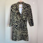 J. McLaughlin Zebra Animal Print Catalina Cloth Stretch Faux Wrap Dress M Photo 2