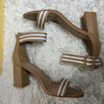 Cosy Island Brown Striped Block Heel Sandals with padded foot bed Tan Size 7.5 Photo 1