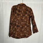 Brown Floral Print 100 Cotton Retro Style Long Sleeve Button Front Shirt Size 40 Size M Photo 1