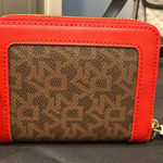DKNY Zip Around Red Classic Logo Leather Wallet Photo 0