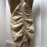 Revolve x Rumer Natural Linen Ruched Halter Sundress Center Slit XS NWT Tan Photo 2
