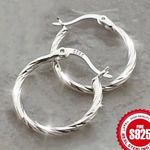 Pure S925 Sterling Silver Twist Hoop Earrings • Lightweight Hypoallergenic Every Photo 0