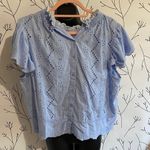 Chic Light Blue Eyelet Blouse Size XL Photo 1