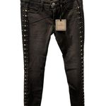 Franky B NWT Black Studded Skinny Jeans Size 26 Stretch Embellished Retail $239 Photo 0