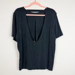 & Other Stories & Other Stories Washed Black Charcoal Open Back Loose Fit Tee T-Shirt Size 8 Photo 3