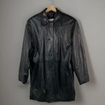 Vericci Leather Jacket Black Swing Coat Side Pockets Lined Lg Unused Supple Lux Photo 8