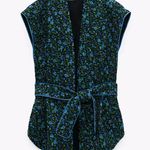 ZARA  quilted floral vest tie ditsy waistcoat jacket print adjustable padded Photo 0
