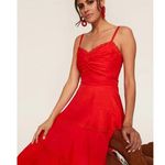 Marchesa Notte Tiered Lace Trim Midi Dress Size 0 Red Glam Holiday Event Wedding Photo 9