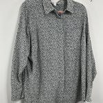 Nine West Womans Long Sleeve Blouse 1x black White Hidden Button Up Photo 0