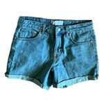 ASOS  DESIGN Women’s Light Blue Denim Cutoff Shorts 30” Mid Rise Cuffed Classic Photo 1