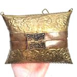 Vintage Brass & Copper Pillow Purse Art Deco Mid Century Bag Shoulder Purse Gold Photo 3