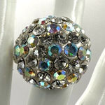 Round rhinestone cocktail ring Silver Photo 0