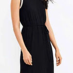 Loft  Crochet Trim Jersey Knit Sleeveless Belted Midi Dress Black Tan XS‎ Photo 0