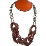 Lydell NYC Heavy Chunky Multilayered Carnelian Beaded Designer Necklace Orange Photo 6
