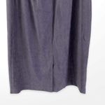 90s Vintage Gray Velour Stretch Waist Back Slit Pencil Skirt Photo 5
