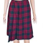 FLORENCE WALSH Vintage Pleated Plaid Wool Kilt Size 14 Red Photo 0