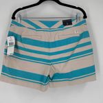 Tommy Hilfiger Womens Chino Shorts Size 8 Beige Turquoise Stripe Casual Photo 5