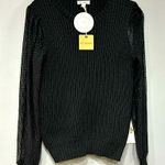 Blu Pepper sheer balloon sleeve Swiss dot black sweater size L BIN E NEW Photo 0