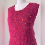 Vintage ‘90s Stefano Basics Hot Pink Mohair Blend Scoop Neck Fuzzy Sweater Vest Size L Photo 4