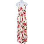 Anthropologie Lush Say No Amore Ivory Rose Floral Print Sleeveless T Back Tulip Hem Maxi Dress Photo 4