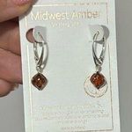 Midwest Baltic Amber dainty Sterling Silver Drop Lever Back Earrings Photo 0