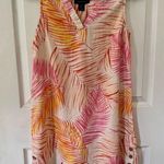 Tahari  Tropical  Pink and Orange 100% Linen Dress - Size Small Photo 0