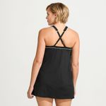 Lands End Swim Dress One Piece Swimsuit Swimdress High Neck Black White 16 DDD Photo 1