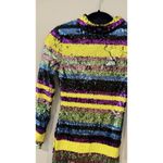 NWT Club London Neon Striped Sequins High Neck Long Sleeved Dress Size US 2 2454 Blue Photo 1