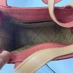 Enzo Angiolini  Woven Straw Bottom Tote Bag Purse Coral Pink Photo 7