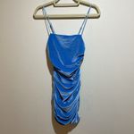 Lucy in the Sky Ruched Velvet Glitter Mini Dress Daydreamer Blue Size Small Photo 1
