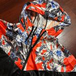 Nike Printed Windbreaker Jacket Cropped Black Orange Blue Medium Photo 2