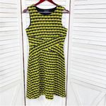 Spense Striped Skater Dress Textured Knit Fit And Flare Green Black 6 Black Photo 5