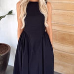 Mabel Black poplin sleeveless midi dress Photo 0