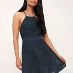 Lulus NWOT  Twirling Around Navy Blue Lace Skater Dress Photo 0